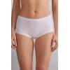 Woman’s High Rise Cotton and Lace Hipsters(White – White)