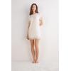 Woman’s Lace Trim Short Sleeve Nightgown(Natural – Beige Melange)