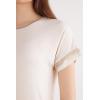 Woman’s Lace Trim Short Sleeve Nightgown(Natural – Beige Melange)