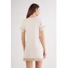 Woman’s Lace Trim Short Sleeve Nightgown(Natural – Beige Melange)