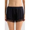 Woman’s Lace Trim Silk Shorts(Black – Black)