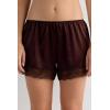 Woman’s Lace Trim Silk Shorts(Brown – Mocha Brown)