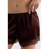 Woman’s Lace Trim Silk Shorts(Brown – Mocha Brown)