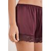 Woman’s Lace Trim Silk Shorts(Burgundy – Dark Burgundy)