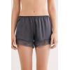 Woman’s Lace Trim Silk Shorts(Gray – Titanium Grey)