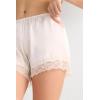 Woman’s Lace Trim Silk Shorts(Ivory – Powder White)