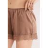 Woman’s Lace Trim Silk Shorts(Natural – Caramel Dark Beige)