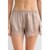 Woman’s Lace Trim Silk Shorts(Natural – Powder Beige)