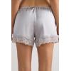 Woman’s Lace Trim Silk Shorts(Pale Grey – Ice Grey)