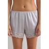 Woman’s Lace Trim Silk Shorts(Pale Grey – Ice Grey)