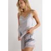 Woman’s Lace Trim Silk Shorts(Pale Grey – Ice Grey)