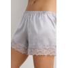 Woman’s Lace Trim Silk Shorts(Pale Grey – Ice Grey)