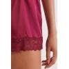 Woman’s Lace Trim Silk Shorts(Red – Beet Red)