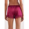 Woman’s Lace Trim Silk Shorts(Red – Beet Red)