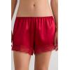 Woman’s Lace Trim Silk Shorts(Red – Red)