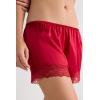 Woman’s Lace Trim Silk Shorts(Red – Red)