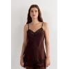Woman’s Lace and Silk Top(Brown – Mocha Brown)
