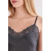 Woman’s Lace and Silk Top(Gray – Titanium Grey)