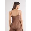 Woman’s Lace and Silk Top(Natural – Caramel Dark Beige)