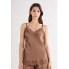 Woman’s Lace and Silk Top(Natural – Caramel Dark Beige)