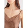 Woman’s Lace and Silk Top(Natural – Caramel Dark Beige)