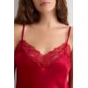 Woman’s Lace and Silk Top(Red – Red)