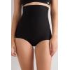 Woman’s Light Shaping Cotton High Waist Hipsters(Black – Black)