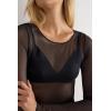 Woman’s Long Sleeve Bodysuit in Tulle(Black – Black)