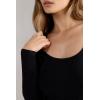 Woman’s Long Sleeve Scoop Neck Top in Micro-Modal(Black – Black)