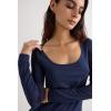 Woman’s Long Sleeve Scoop Neck Top in Micro-Modal(Blue – Intense Blue)