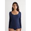 Woman’s Long Sleeve Scoop Neck Top in Micro-Modal(Blue – Intense Blue)