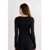 Woman’s Long Sleeve Scoop Neck Top in Ultralight Modal with Cashmere(Black – Black)