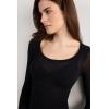 Woman’s Long Sleeve Scoop Neck Top in Ultralight Modal with Cashmere(Black – Black)