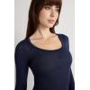 Woman’s Long Sleeve Scoop Neck Top in Ultralight Modal with Cashmere(Blue – Intense Blue)