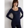 Woman’s Long Sleeve Scoop Neck Top in Ultralight Modal with Cashmere(Blue – Intense Blue)