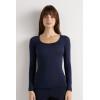 Woman’s Long Sleeve Scoop Neck Top in Ultralight Modal with Cashmere(Blue – Intense Blue)
