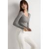 Woman’s Long Sleeve Scoop Neck Top in Ultralight Modal with Cashmere(Grey – Medium Grey Mel)