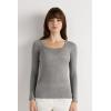 Woman’s Long Sleeve Scoop Neck Top in Ultralight Modal with Cashmere(Grey – Medium Grey Mel)