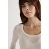 Woman’s Long Sleeve Scoop Neck Top in Ultralight Modal with Cashmere(Ivory – Natural Vanilla)