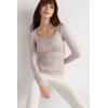 Woman’s Long Sleeve Scoop Neck Top in Ultralight Modal with Cashmere(Natural – Shell Beige Mélange)