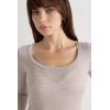 Woman’s Long Sleeve Scoop Neck Top in Ultralight Modal with Cashmere(Natural – Shell Beige Mélange)
