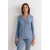 Woman’s Long-Sleeve Micromodal Pajama Top(Blue – Ash Blue)