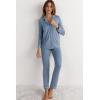 Woman’s Long-Sleeve Micromodal Pajama Top(Blue – Ash Blue)