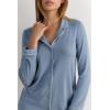 Woman’s Long-Sleeve Micromodal Pajama Top(Blue – Ash Blue)