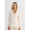 Woman’s Long-Sleeve Micromodal Pajama Top(Natural – Vanilla Ivory)