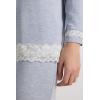 Woman’s Long-Sleeve Round-Neck Modal Top(Light Blue – Light Blue Melange)