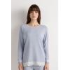 Woman’s Long-Sleeve Round-Neck Modal Top(Light Blue – Light Blue Melange)
