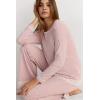 Woman’s Long-Sleeve Round-Neck Modal Top(Pale Pink – Light Pink Melange)