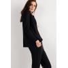 Woman’s Long-Sleeved Cotton Interlock Cardigan(Black – Black)