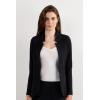 Woman’s Long-Sleeved Cotton Interlock Cardigan(Black – Black)